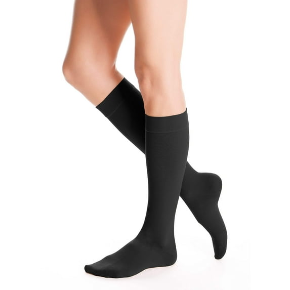 duomed Advantage Soft Opaque 15-20 mmHg Knee High Closed Toe Compression Stockings, Black, Small, Standard