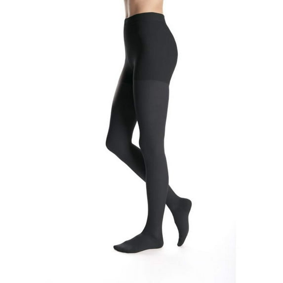duomed Advantage Soft Opaque 15-20 mmHg Pantyhose Closed Toe Compression Stockings, Black, Medium, Petite