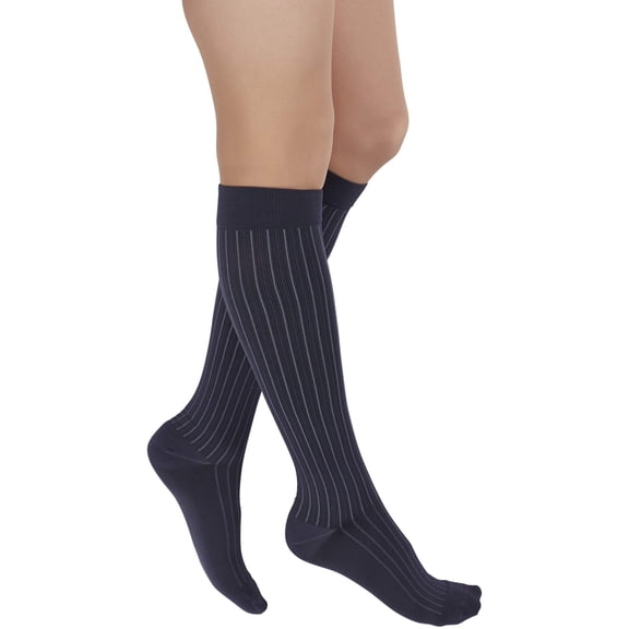 duomed Freedom Patterned 20-30 mmHg Knee High Closed Toe Compression Socks, Gray, Medium