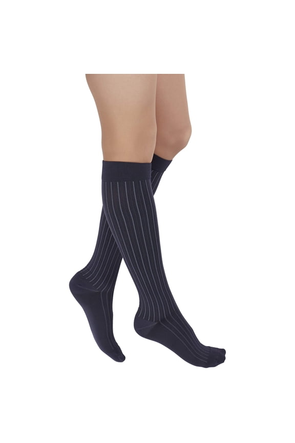 duomed Freedom Patterned 20-30 mmHg Knee High Closed Toe Compression Socks, Gray, Medium