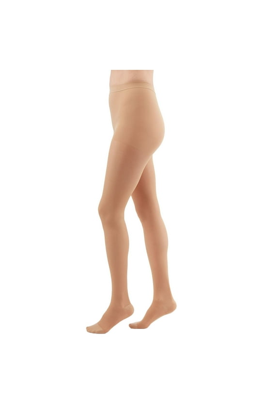 duomed Transparent Sheer 20-30 mmHg Pantyhose Closed Toe Compression Stockings, Nude, XXL, Petite