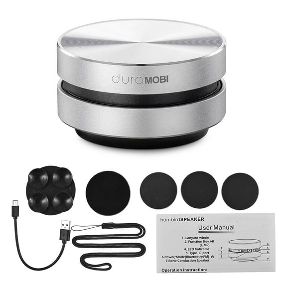 duraMOBI sound,BT Wireless Conduction TWS Stereo Adsorption Stereo Wireless Bone Conduction - Sound Box Stereo Sound Sound Box BT Silver Portable Audio Player sound Music Stereo Sound