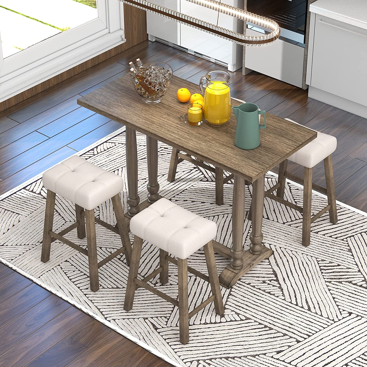 durable 3 Piece Kitchen and Dining Room Furniture Set Farmhouse Counter