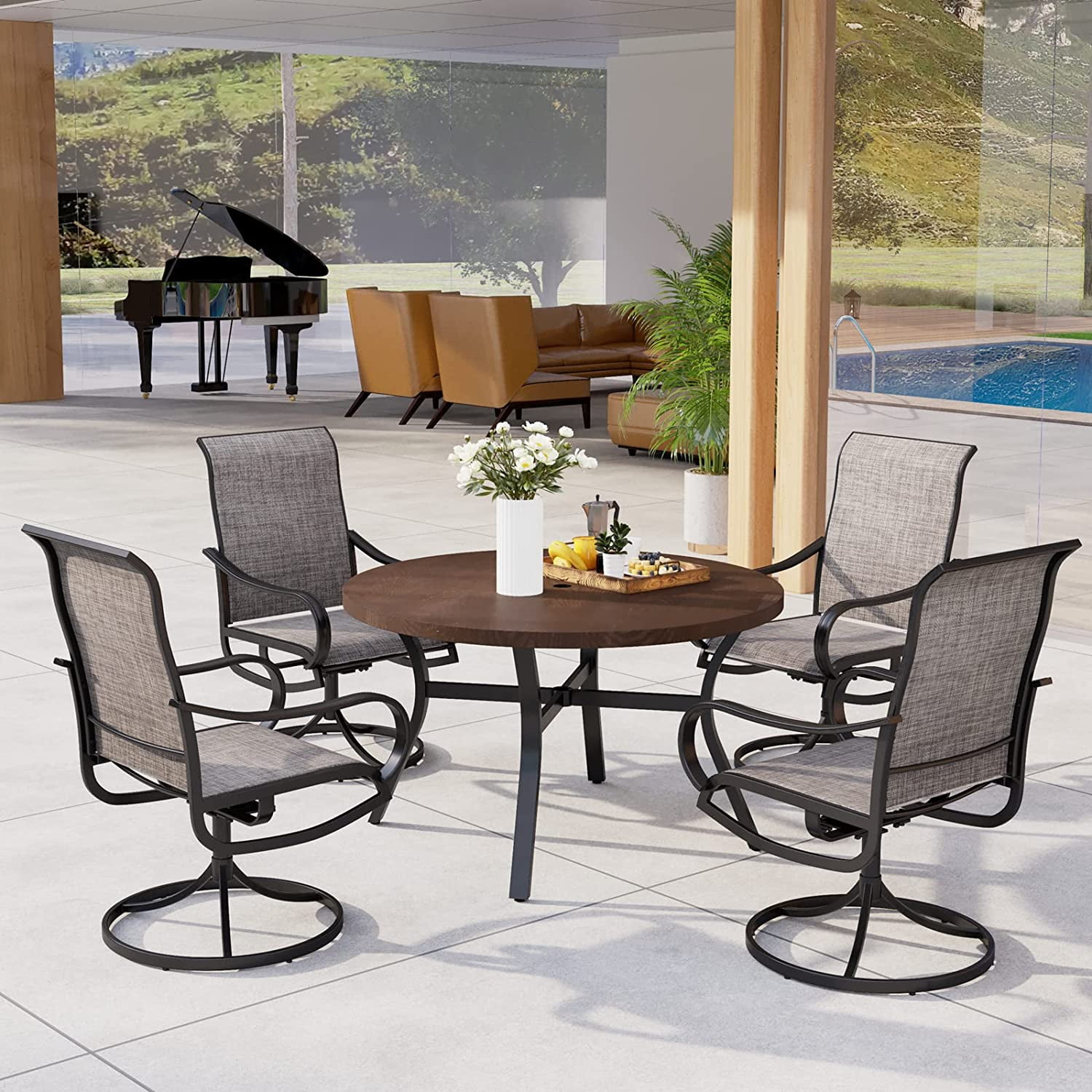 Oakmont 3 Pieces Patio Furniture Set Outdoor Wicker Conversation Set Modern Bistro Set Black