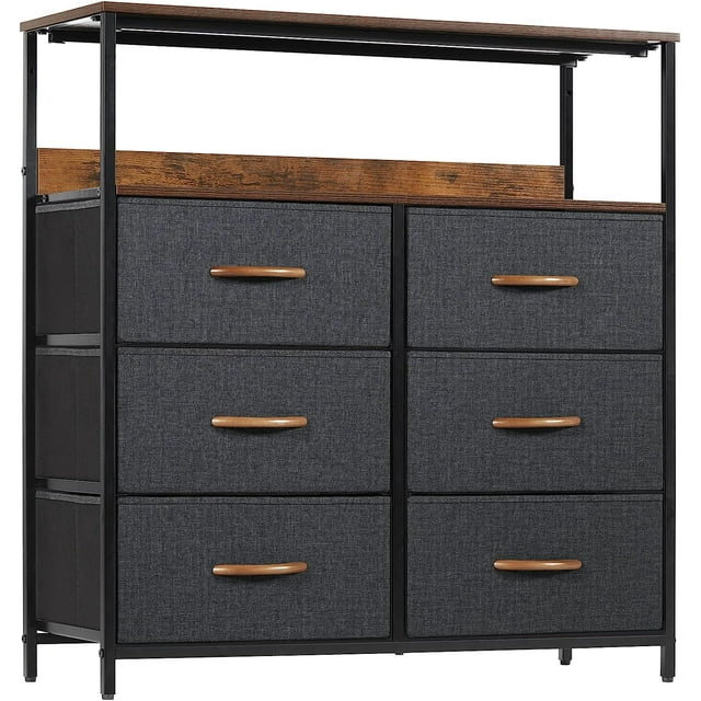 durable 6 Drawers Dresser with Shelves Dresser for Bedroom Closet
