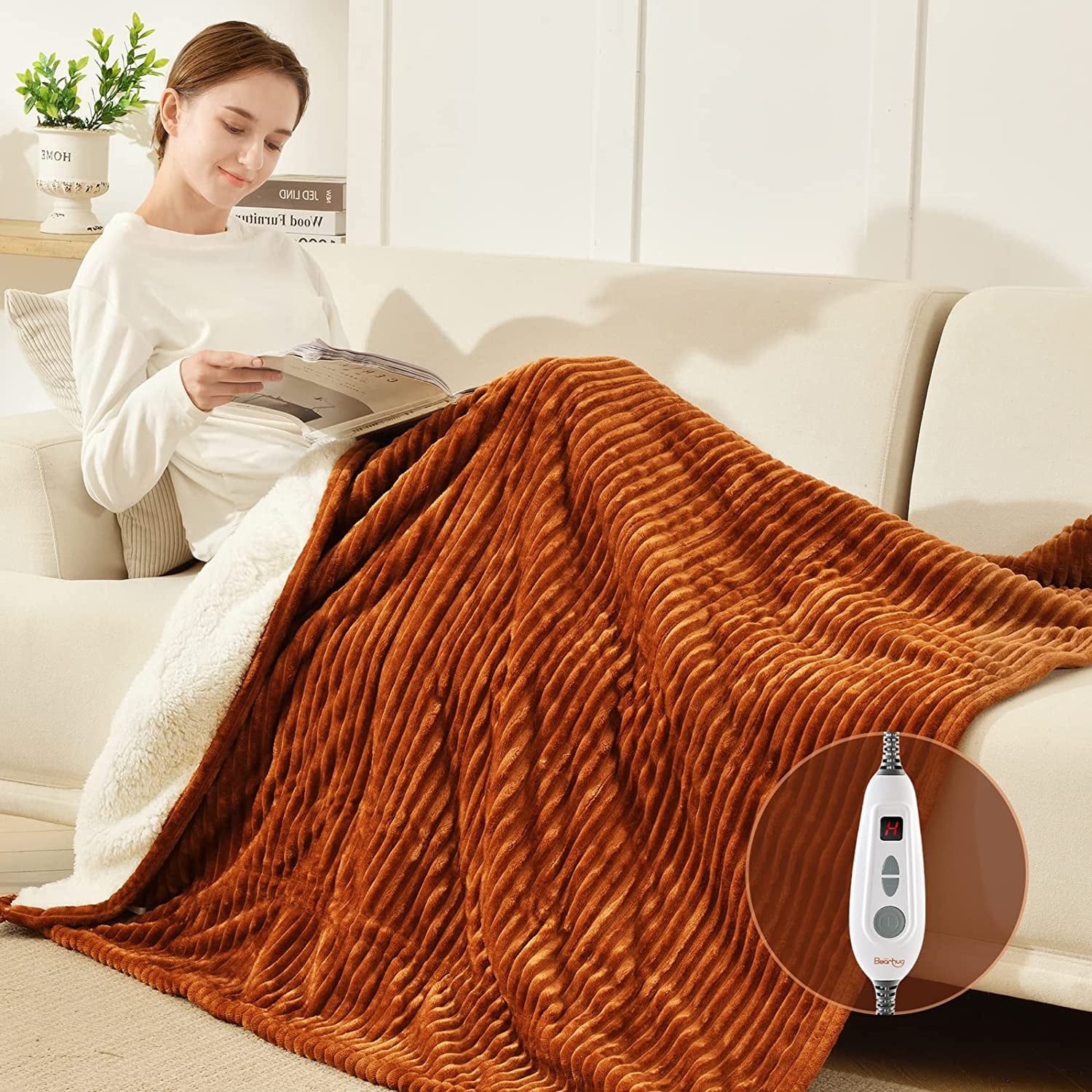 durable Bearhug Electric Blanket King Size 100" x 90" Dual Controller