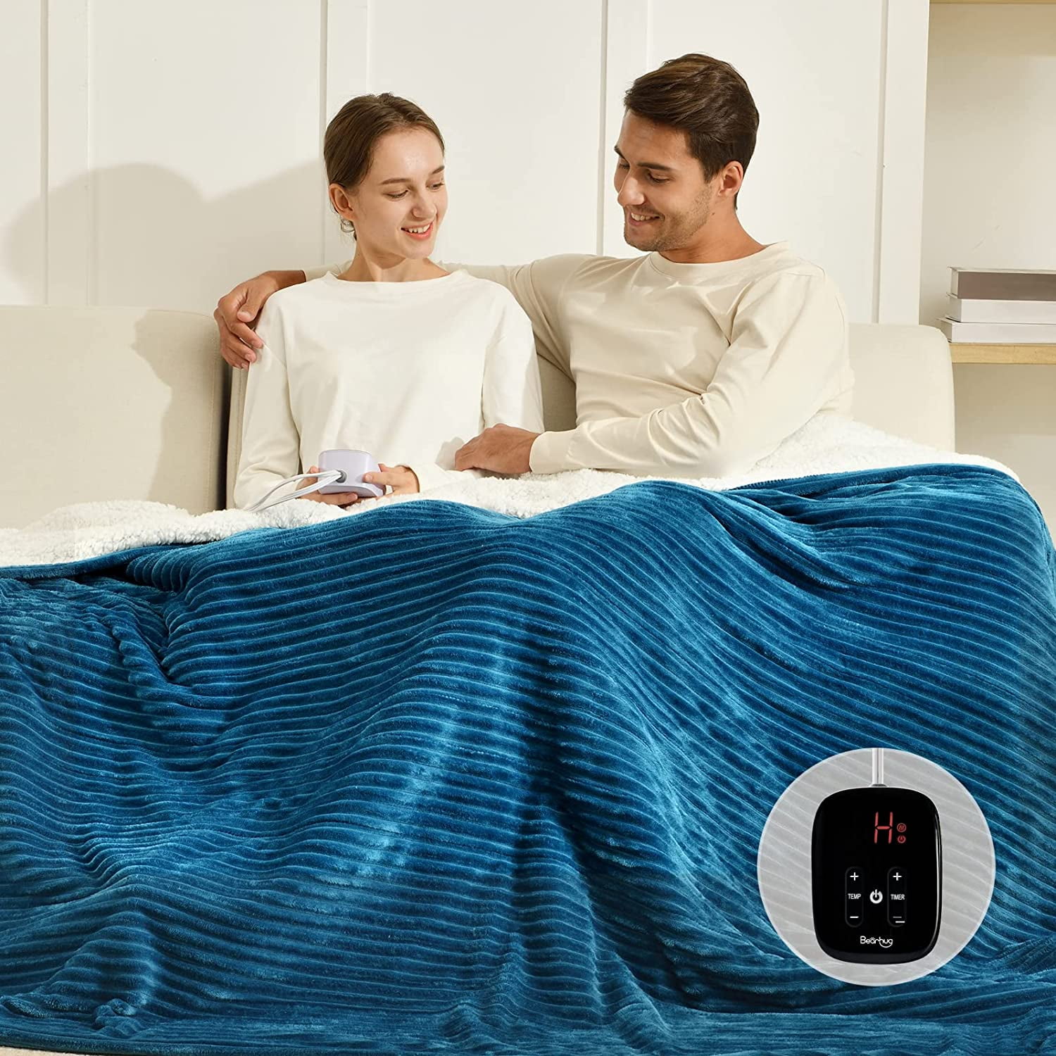 durable Bearhug Electric Blanket King Size 100" x 90" Dual Controller