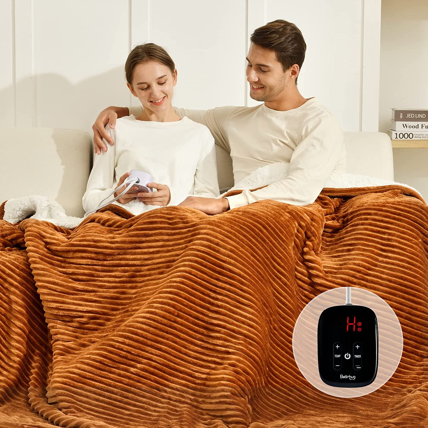 durable Bearhug Electric Blanket King Size 100" x 90" Dual Controller