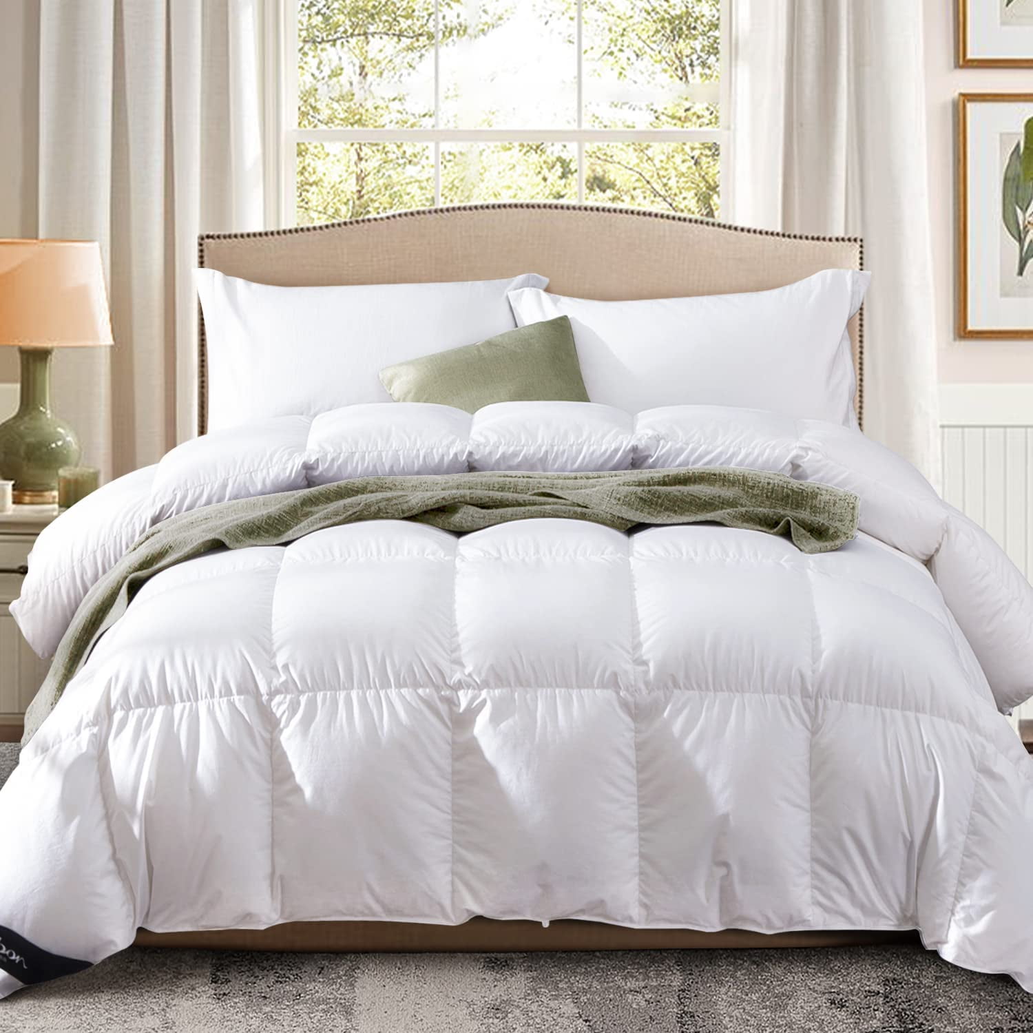 durable Goose Down Comforter King Size All Season Duvet Insert UltraSoft 100 Cotton 45OZ 650