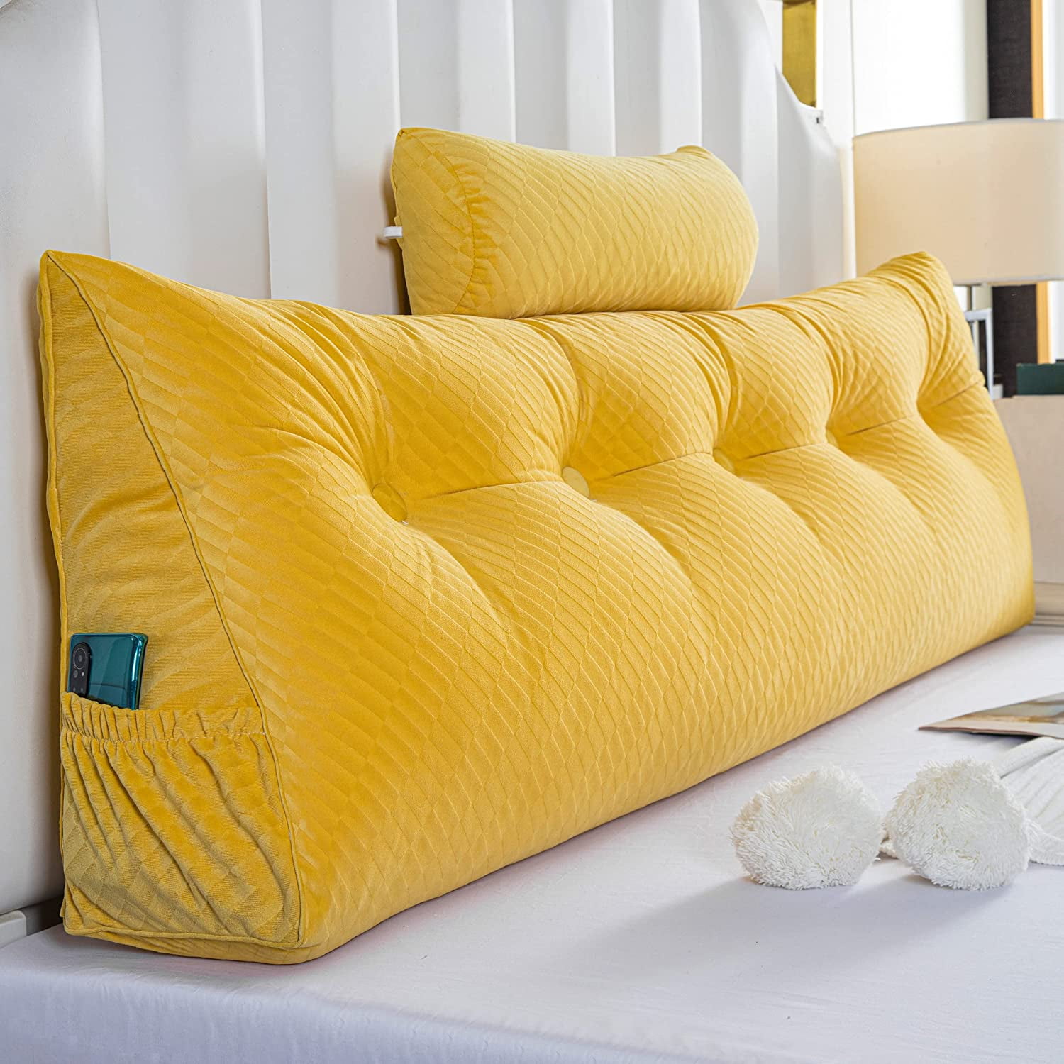 durable Headboard Pillows + Head Roll Pillows Bed Rest Reading Pillows
