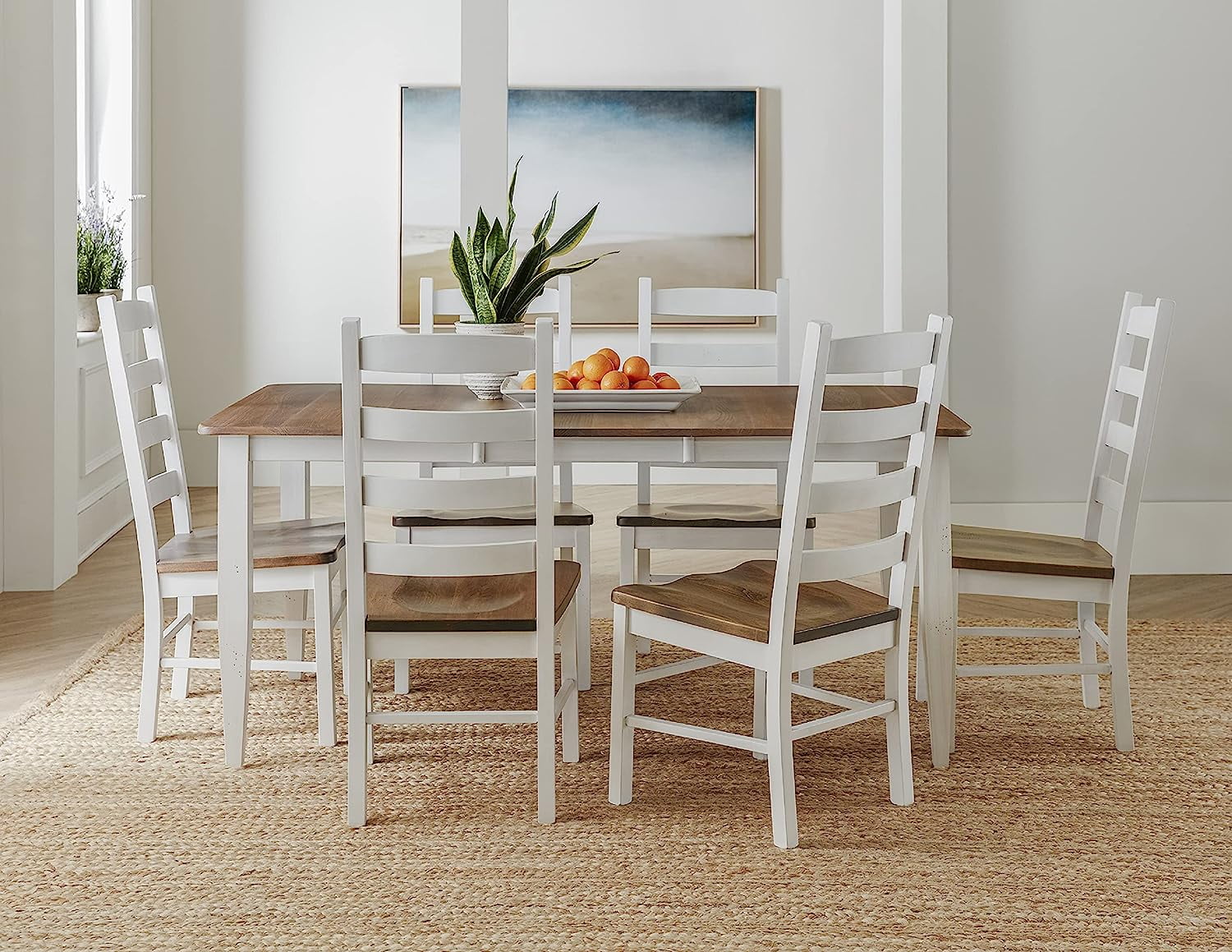 durable Inspirations 7 Piece Solid Wood Dining Room Set 38x64 Inch