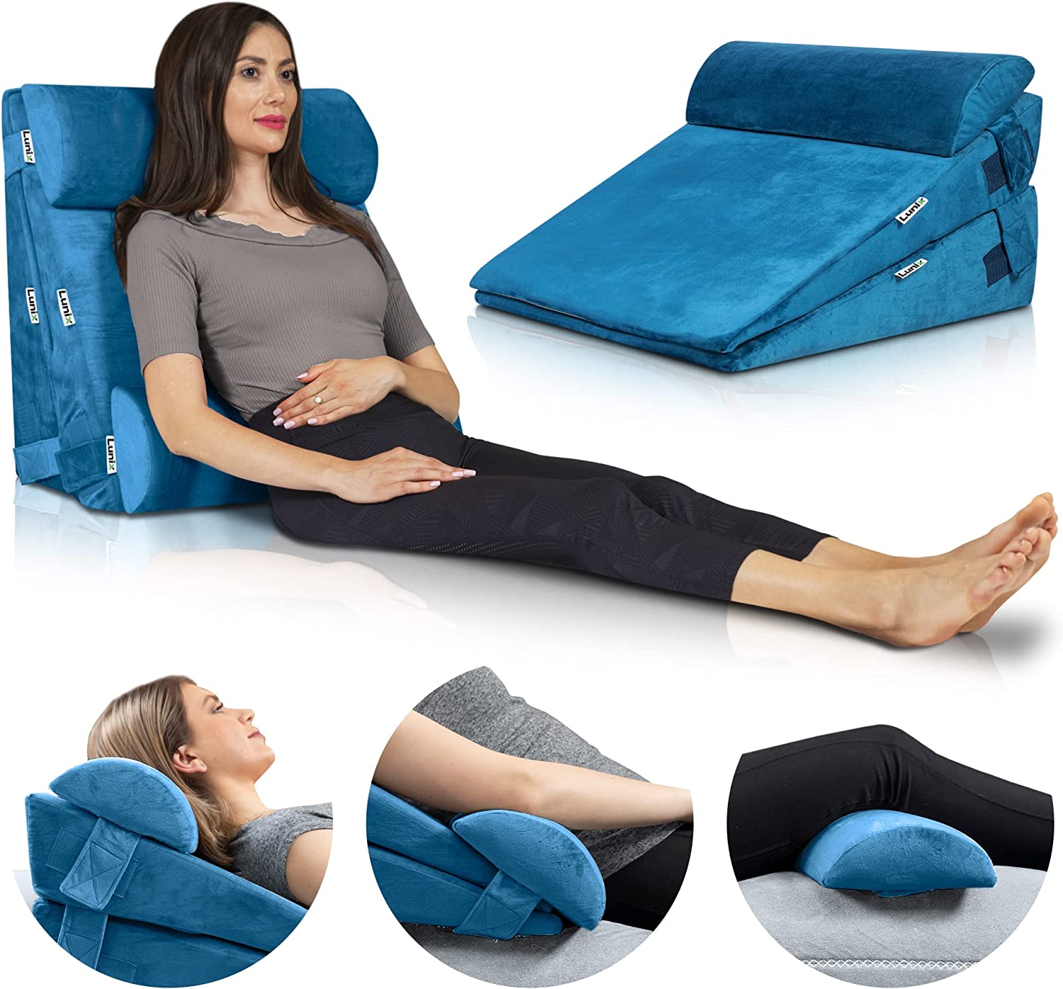 durable Lunix LX8 Adjustable 4pcs Orthopedic Bed Wedge Pillow Set Post