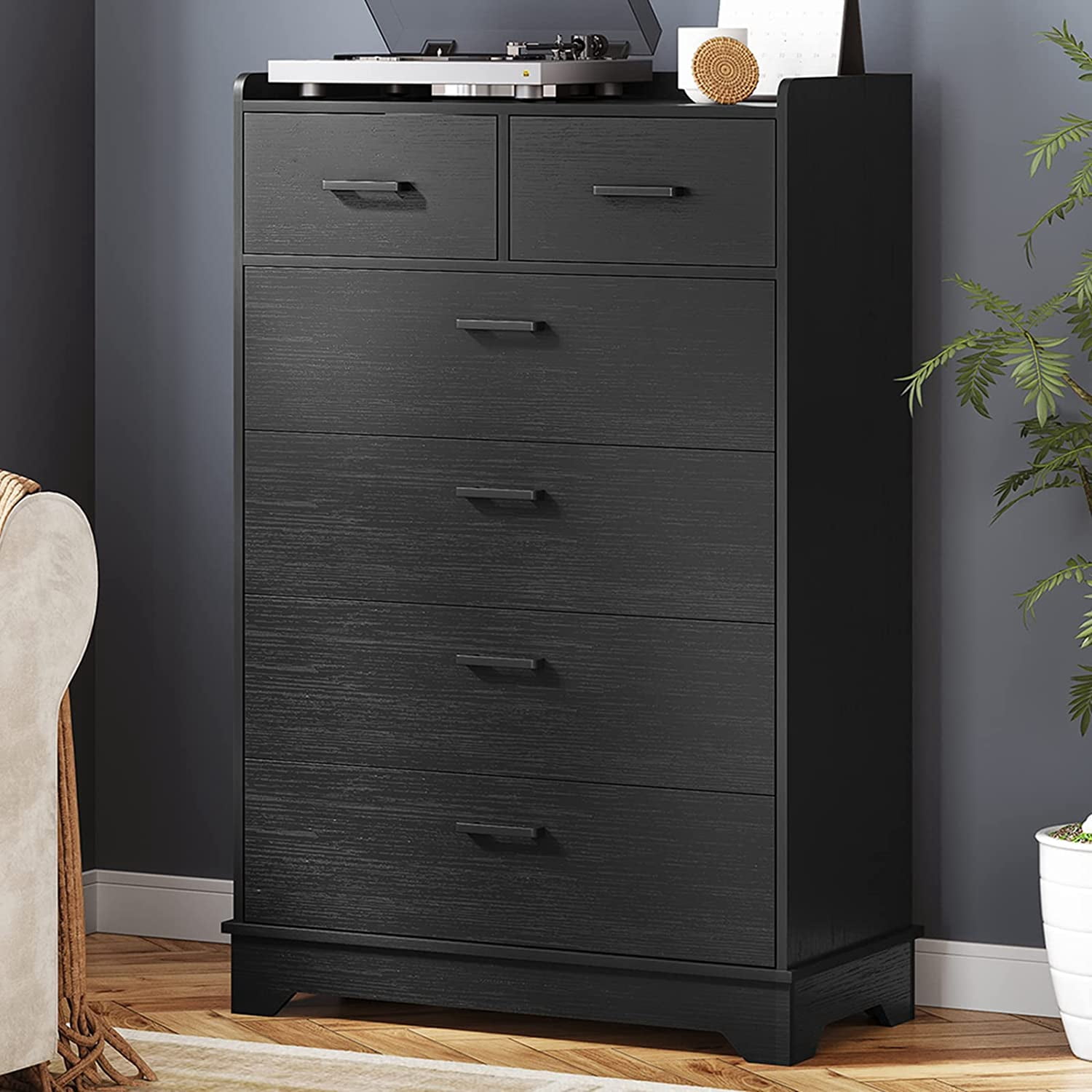 durable Mid-Century Modern Dresser with 6 Drawers Wood Rustic Tall ...
