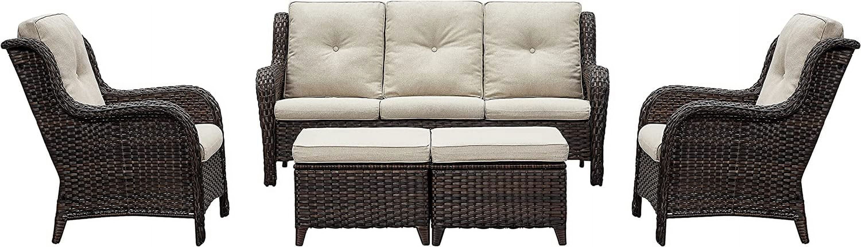 durable Outdoor Furniture Set 5-Piece Patio Rattan Wicker Sectional ...
