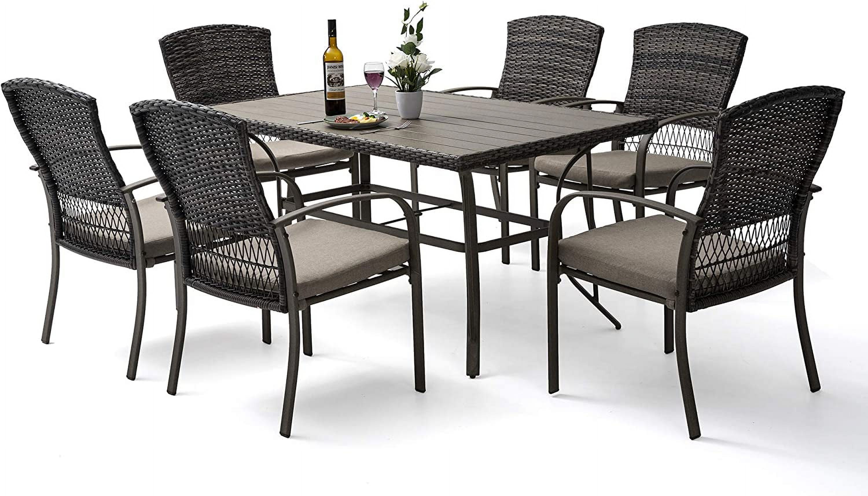 durable Patio Dining Table Set Garden Dining Set 7 Piece Outdoor Wicker