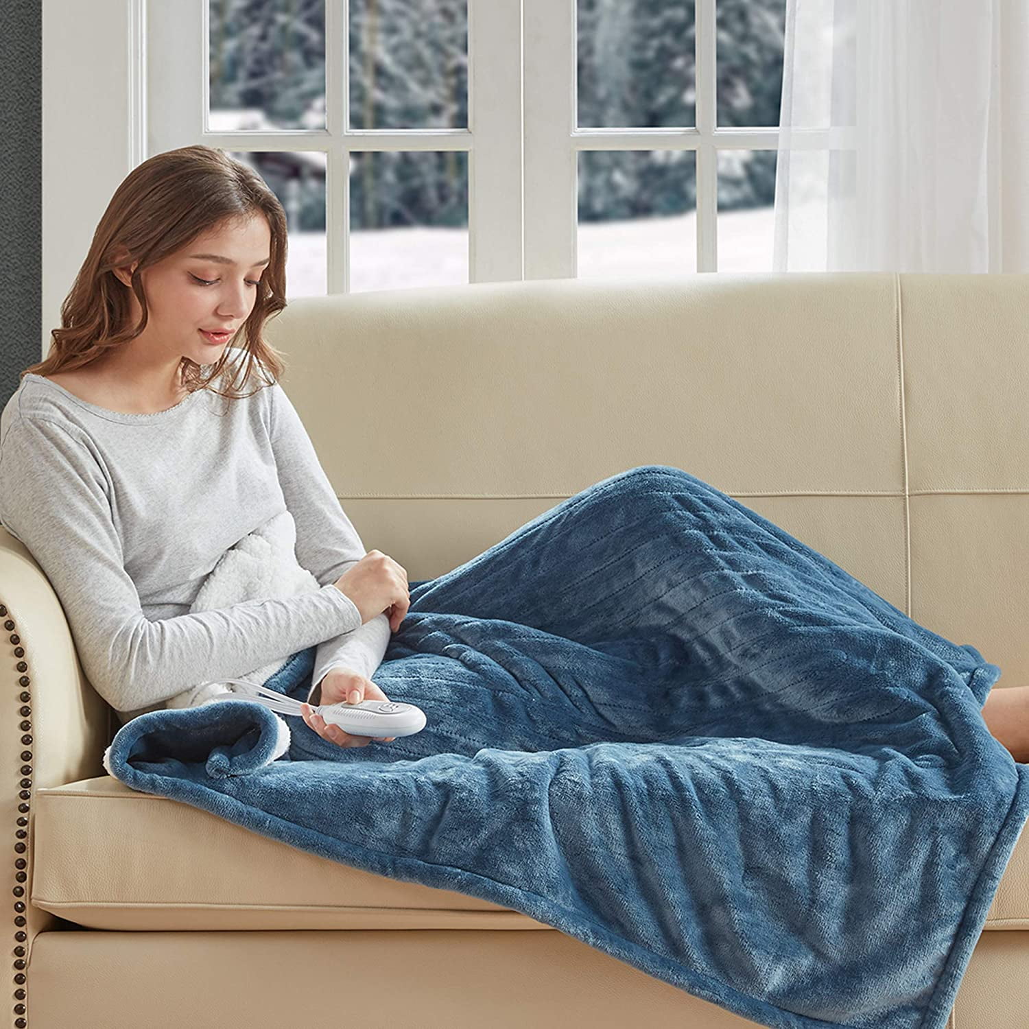 Sherpa Soft California King Electric Blanket with Dual Controls Heating