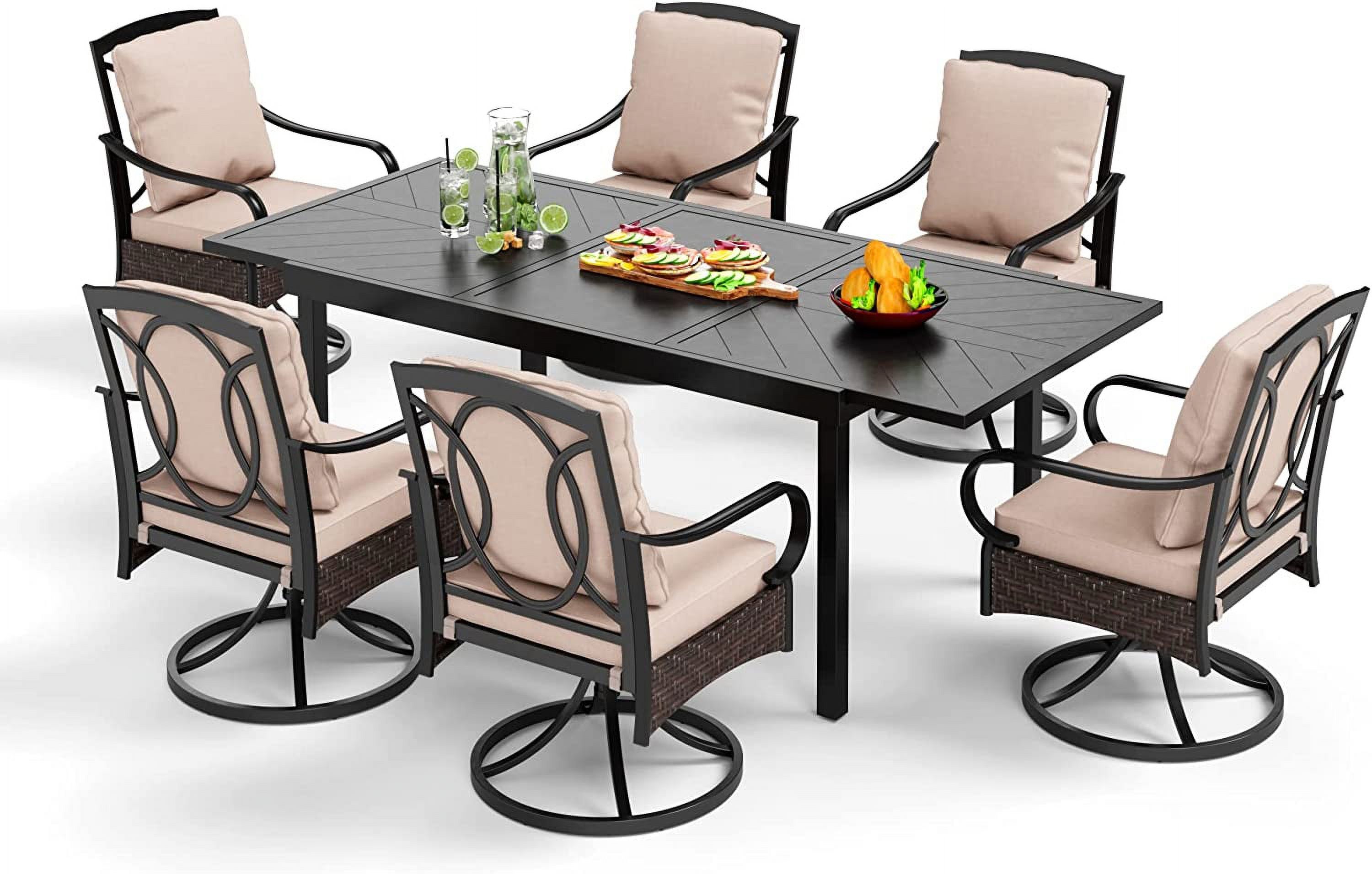 durable VILLA Outdoor Patio Dining Table and Chairs Set Heavy Duty 9