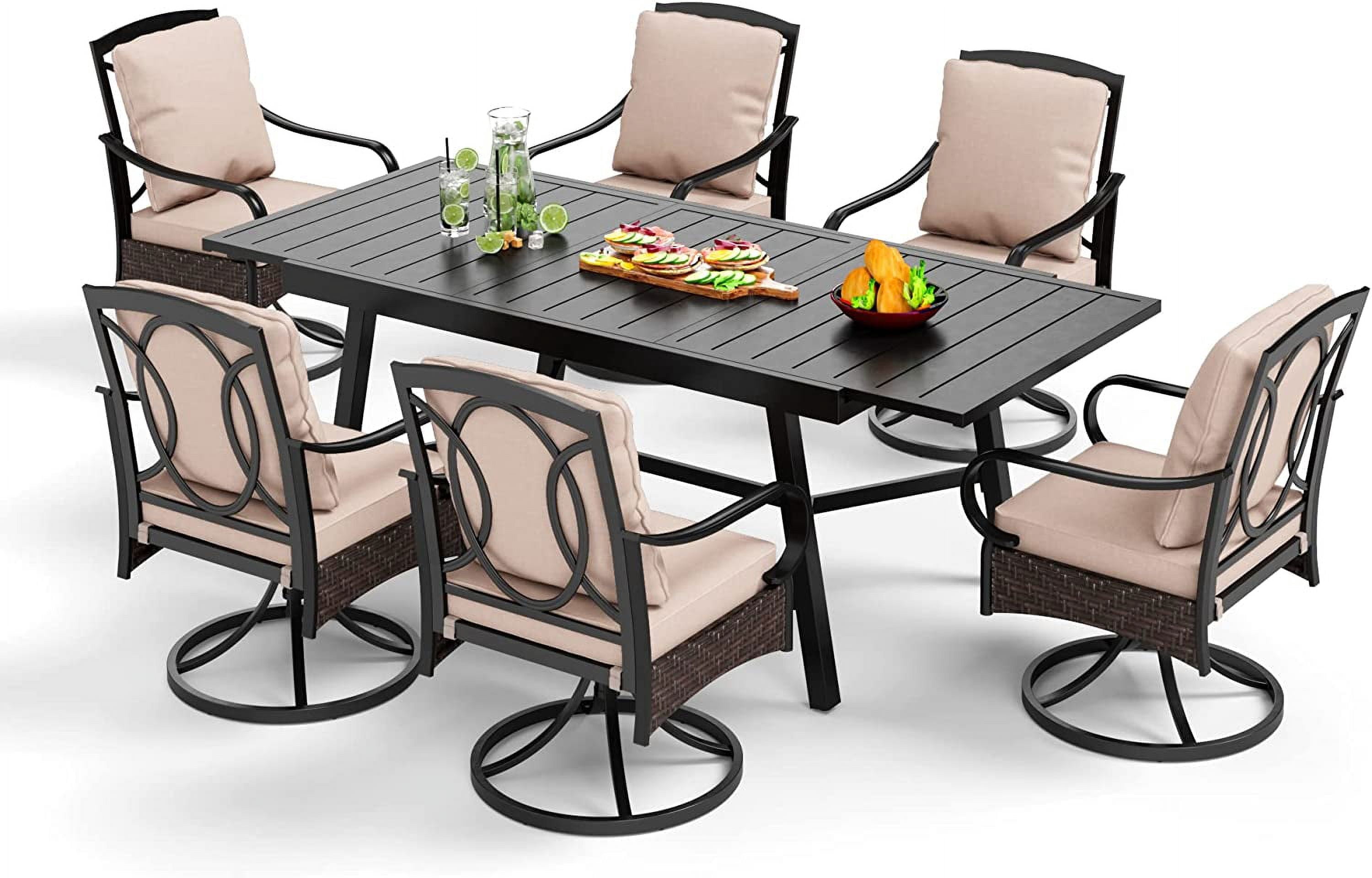 durable VILLA Outdoor Patio Dining Table and Chairs Set Heavy Duty 9 ...
