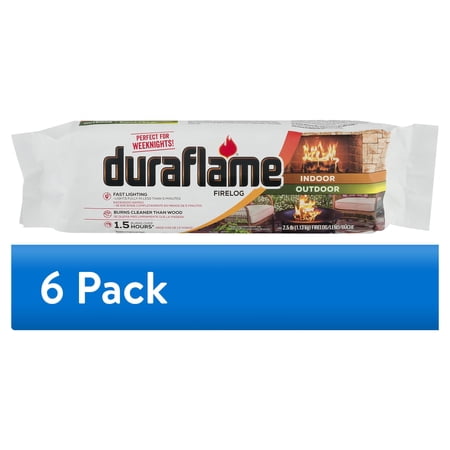 (6 pack) Duraflame 2.5 lb Firelog for Fireplaces and Fire Pits, Burns over 1.5-Hrs , One (1) Firelog