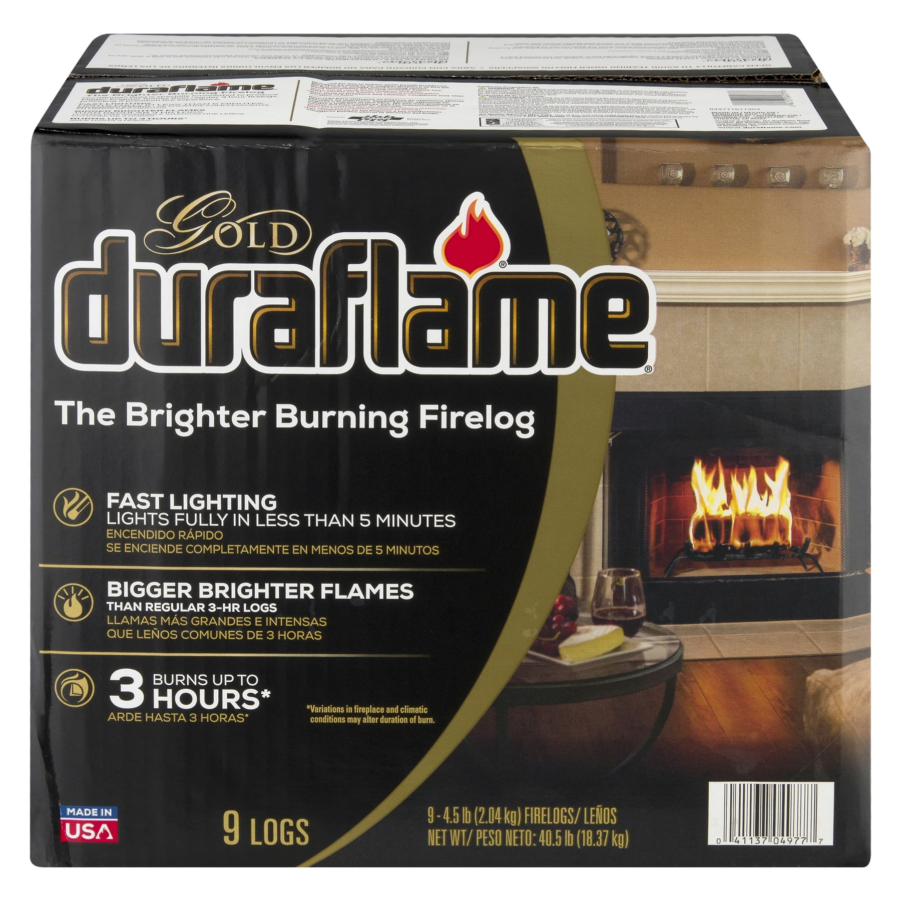 duraflame® Firelogs, Brighter Burning, Gold, Box, 4.5 LB - Walmart.com