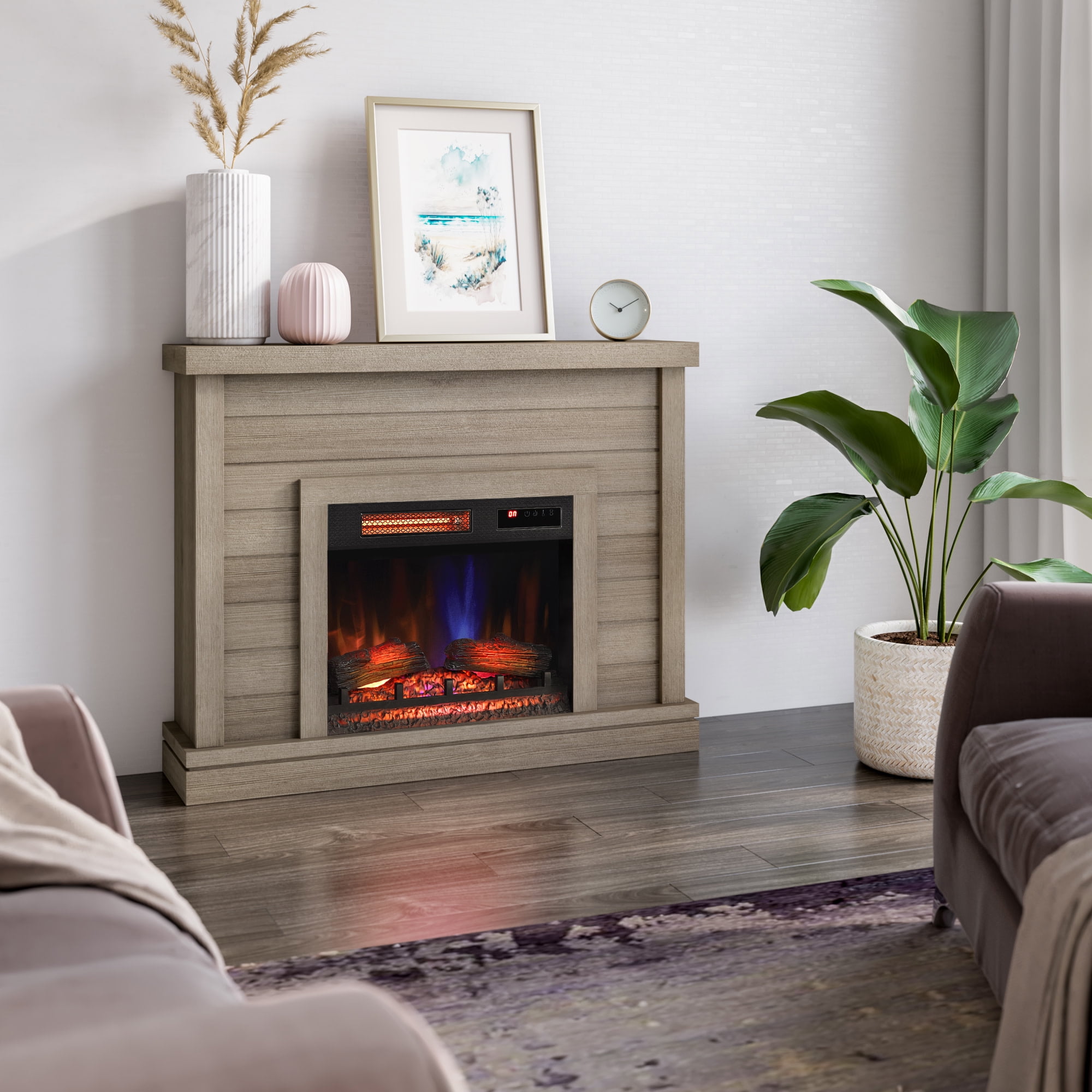 duraflame® Shiplap Wall Mantel Electric Fireplace, Barstow Acacia — free download