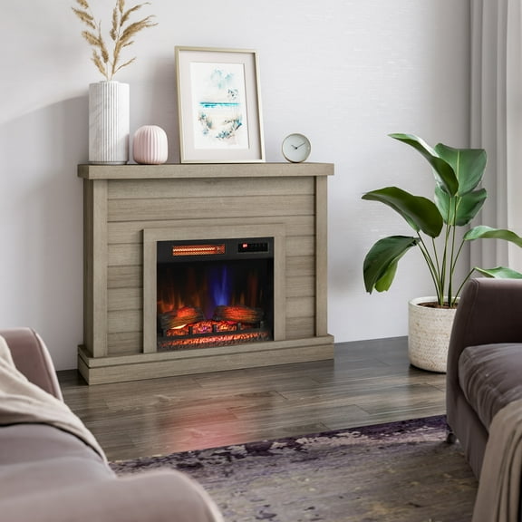 duraflame® Shiplap Wall Mantel Electric Fireplace, Barstow Acacia