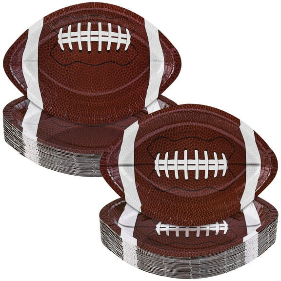 durony 50 Pieces Football Paper Plates AFN1Disposable Football Shaped Plates Football Party Supplies Serving Trays for Sports Game Birthday Party and Football Game Day Decorations, 11.5 x7.5 Inch