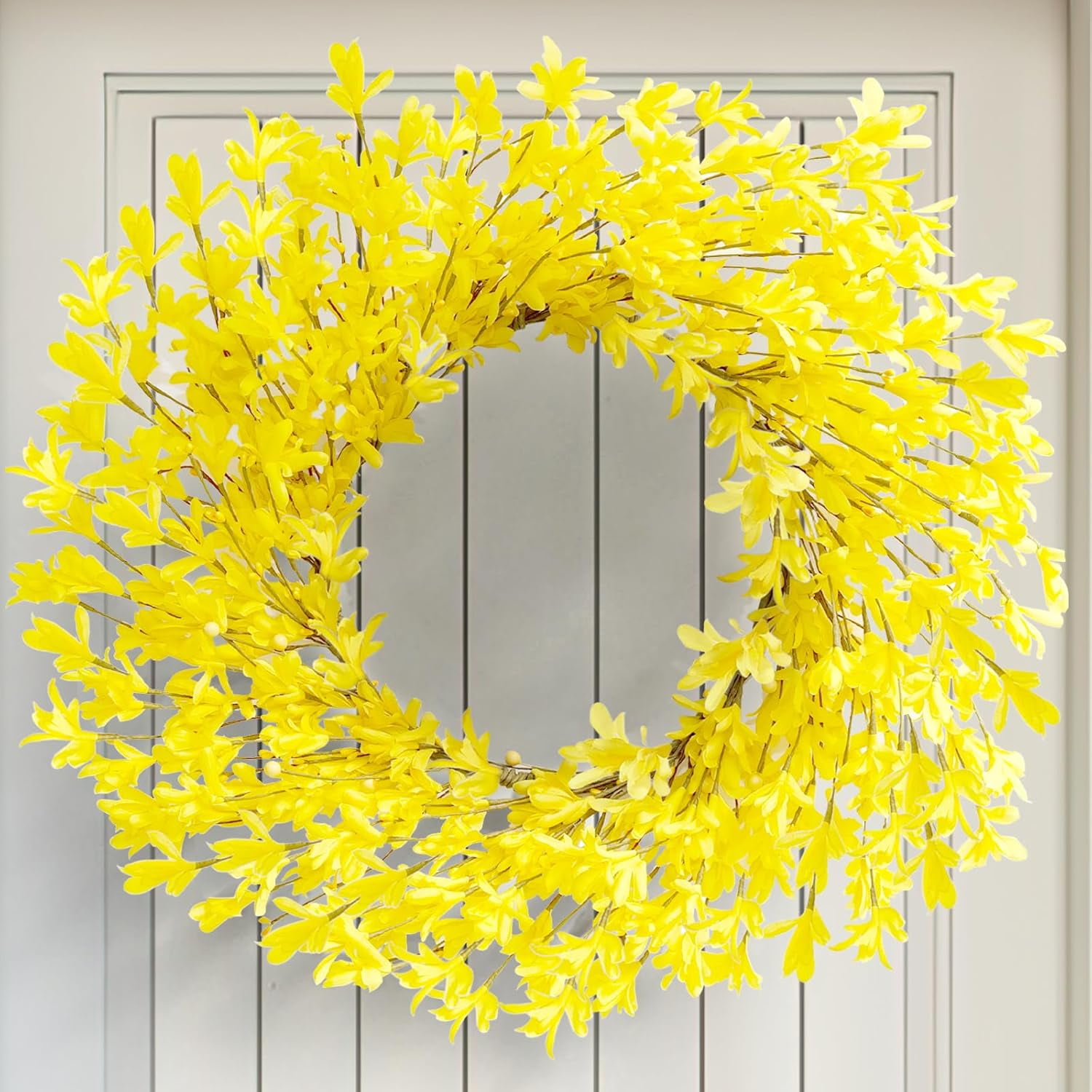 dvbiyno 20 inch Artificial Forsythia Flower Wreath Spring Summer Fall ...