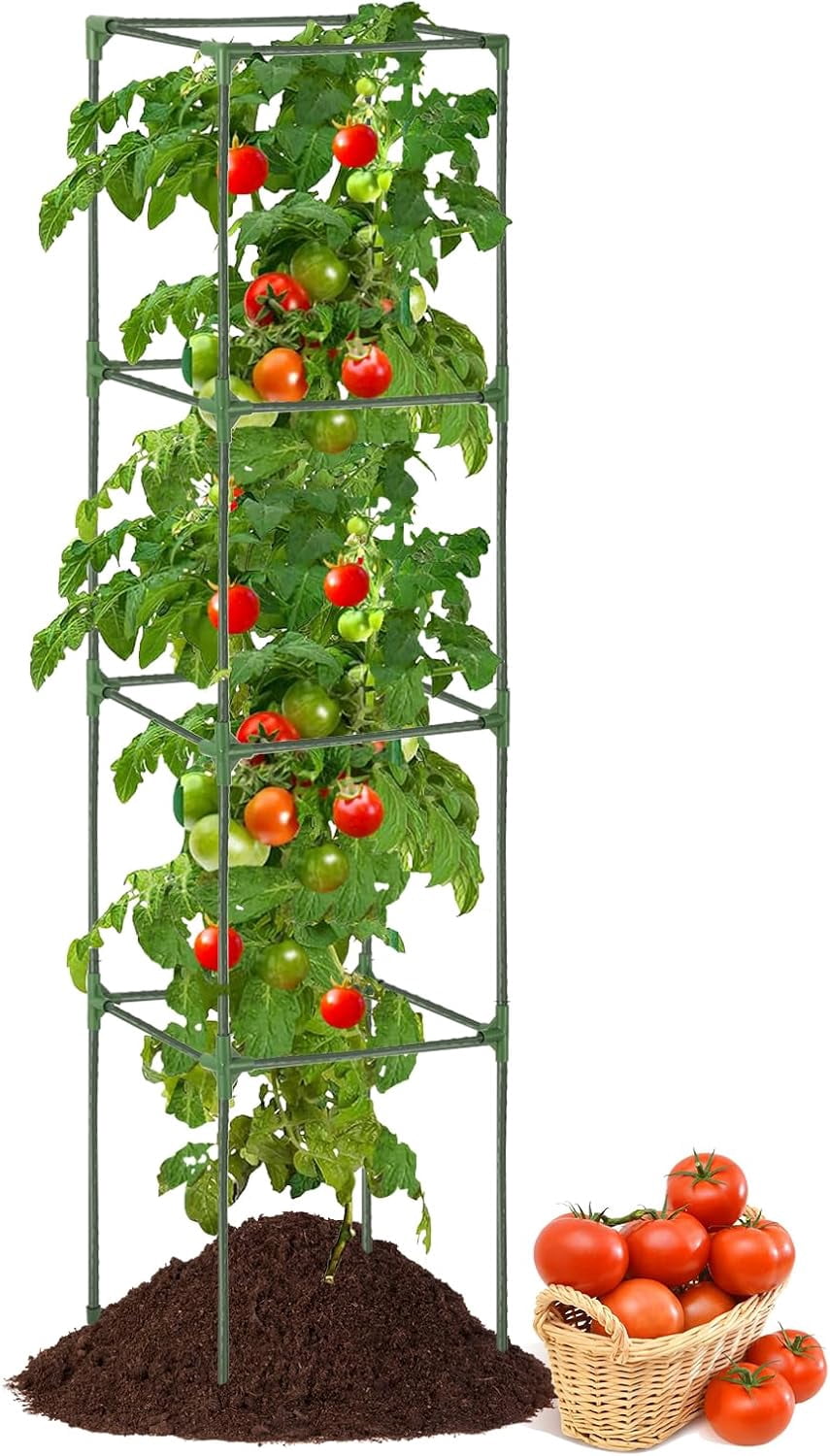 dvbiyno 3 Pack Tomato Cages to 63" for Garden Tomato Trellis for Raised ...