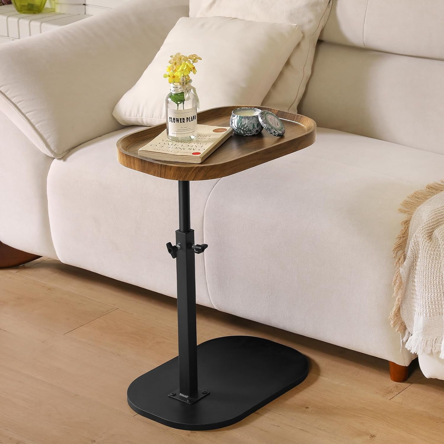 dvbiyno 360° Swivel TV Tray Table for Dinner Adjustable Small Bedside ...