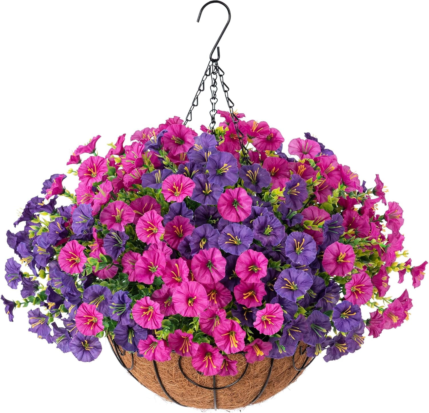 dvbiyno Artificial Faux Hanging Plants Flowers Basket for Spring Summer ...