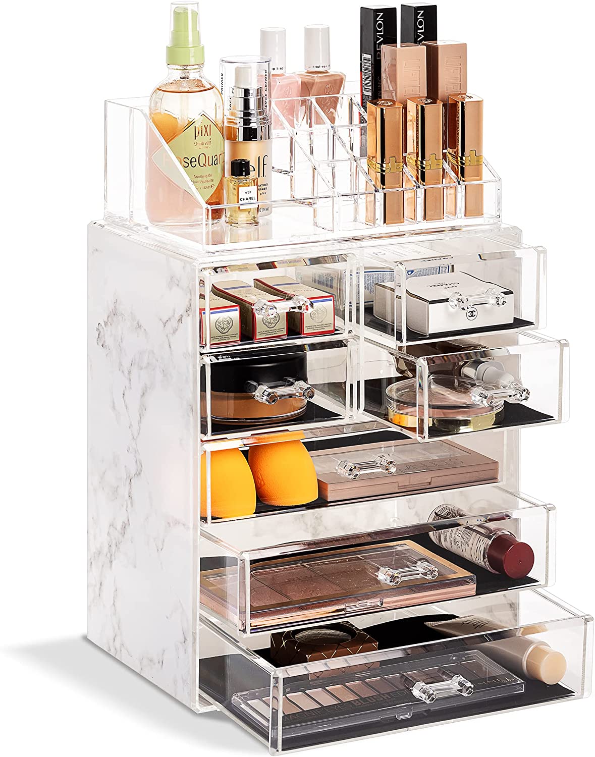 dvyibou ® Acrylic Cosmetic Makeup and Jewelry Storage Case Display ...
