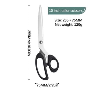 dvypyn Scissors Plastic Handle Stainless Steel Large Size Scissors Household Office Fabric Leather Cutting black