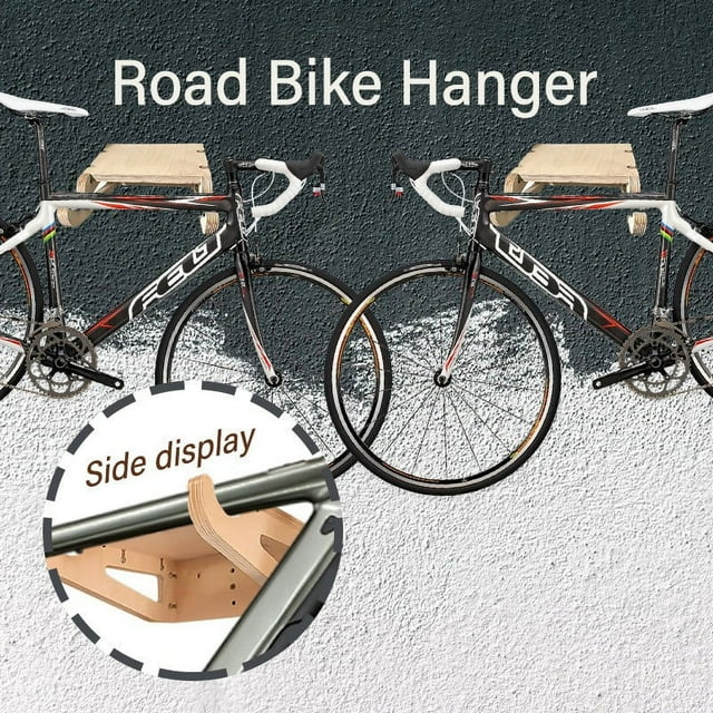 dvypyn Wooden Road Bike Wall Mount Bicycle Wall Mount Compact Wall Bike