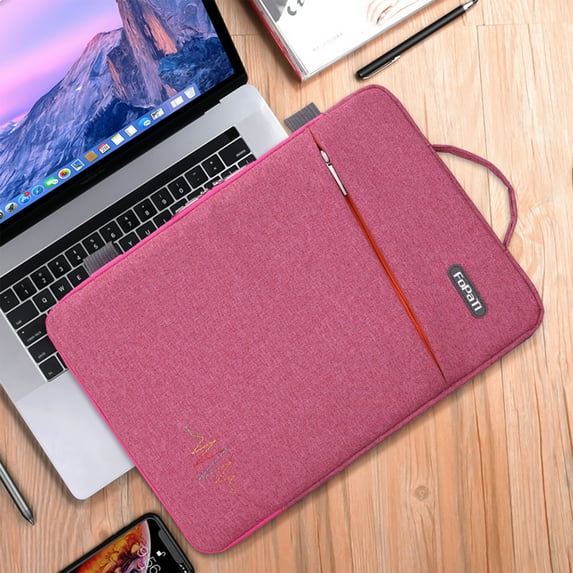 dwsnxt 12.1 Inch Laptop Sleeve with Shoulder Strap, Blue Ultra-Thin Computer Case, Water-Resistant Handbag for Men & Women, Universal Fit with Plush Lining Pink