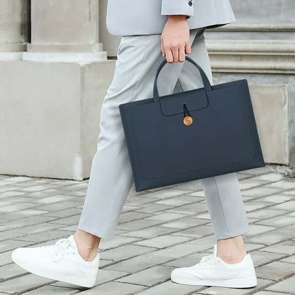 dwsnxt 15.6 Inch Laptop Bag, Extendable Large Capacity Waterproof & Wear-resistant, 3-Layer Spacious Easy-Access Case with Soft Velvet Lining, Black Navy