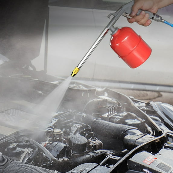 dwsnxt Red Pneumatic Washer Engine Cleaner with High-pressure Car Washer Function, Strong Cleaning Power for Oil Passage and Injector, Includes 4ft Hose Red