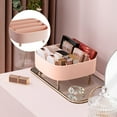 thumbnail image 1 of dwsnxt White Plastic Makeup Organizer with 4 Compartments and Removable Shelves, Ideal for Cosmetics Storage on Bathroom Countertop and Bedroom Vanity Dresser Pink, 1 of 6