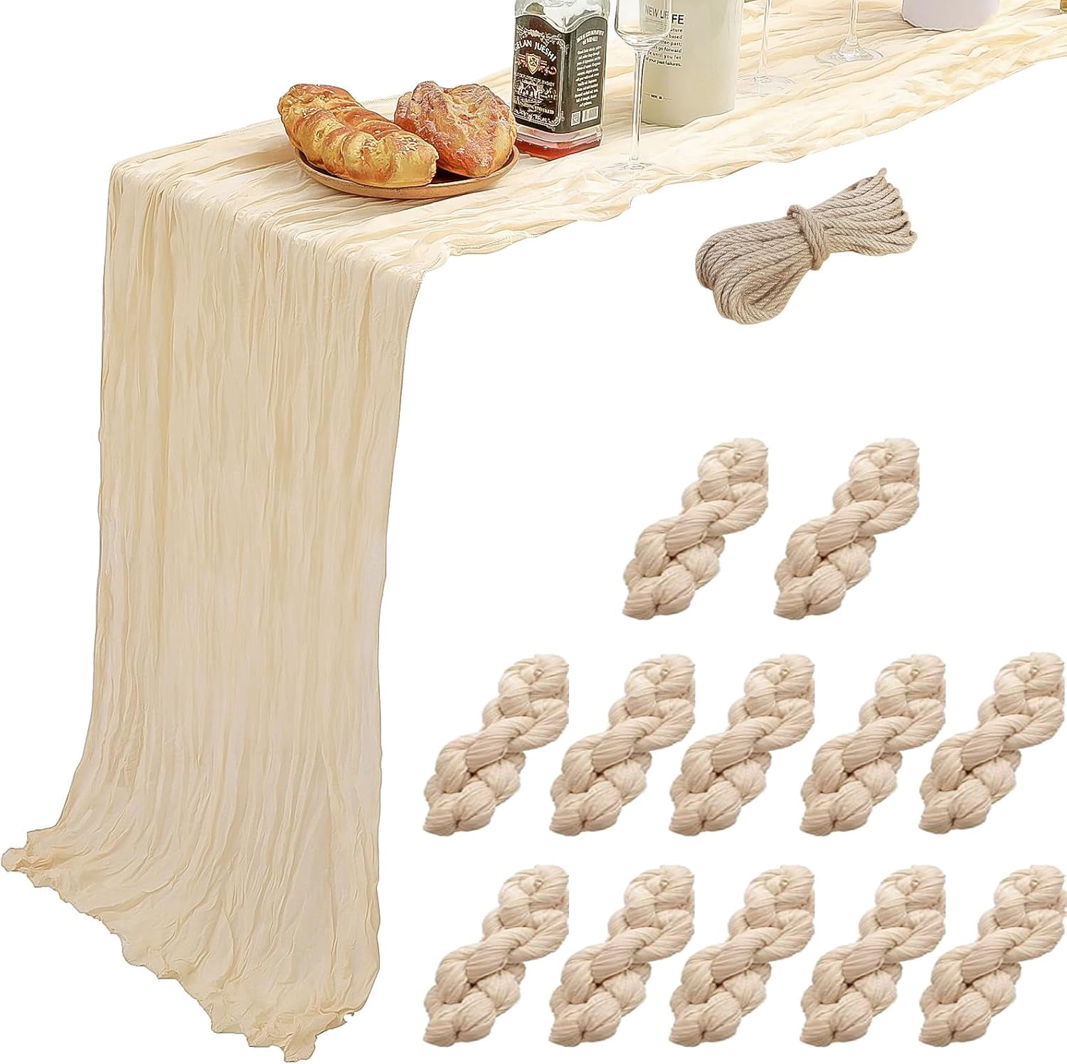 Light Blue Cheesecloth Table Runner – 10 FT Boho Gauze Runner For Weddings, Showers, Parties, Elegant & Versatile Decor