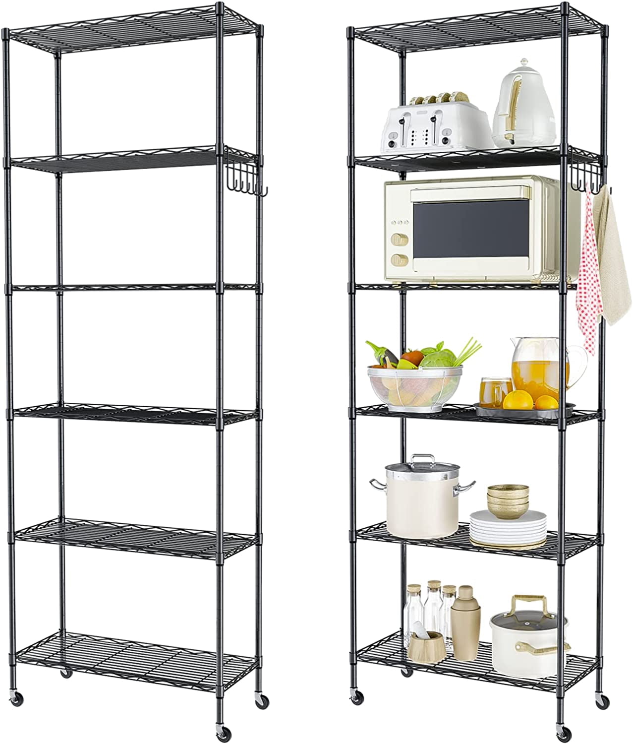 dxynlg 2-Pack 6-Tier Storage Shelf Wire Shelving Unit Free Standing ...