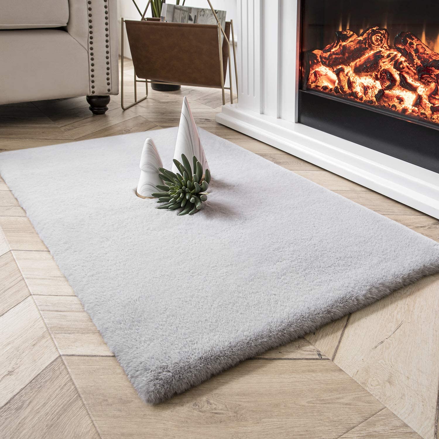 dxynlg Ashler Ultra Soft Faux Fur Chair Couch Cover Area Rug for ...