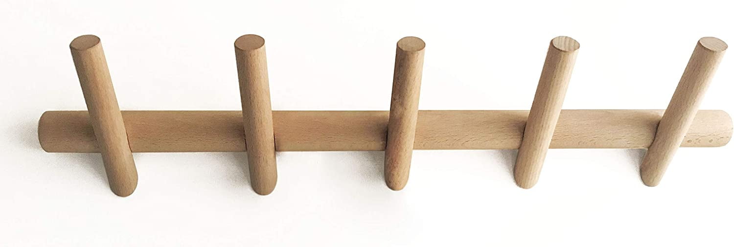 Floating Jacket Rack dxynlg Branch Floating Coat Rack 5 Wall Coat Hooks Wood Space Saving ...