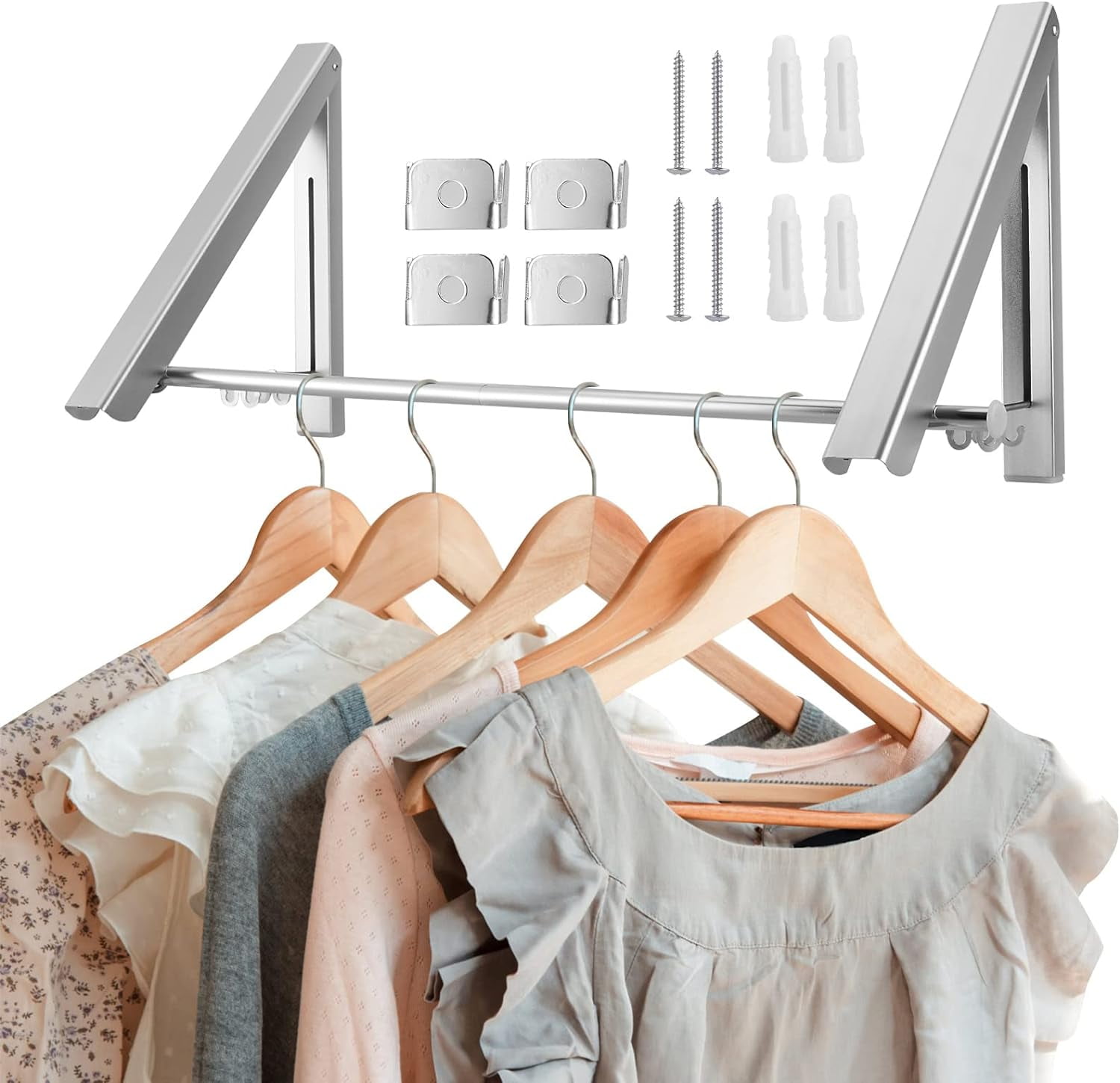 Foldable Retractable Wall Hanging Drying Rack Space-Saving for Balcony ...