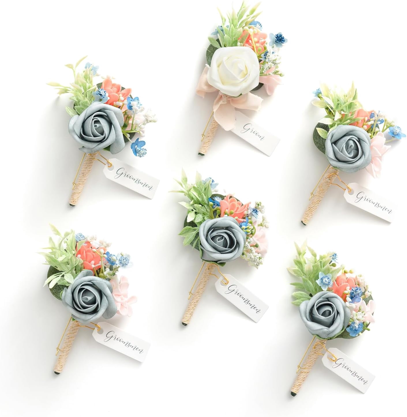 Ling's Moment Fall Terracotta Boutonnieres - Set Of 10, Artificial Flowers For Groomsmen, Weddings, Prom