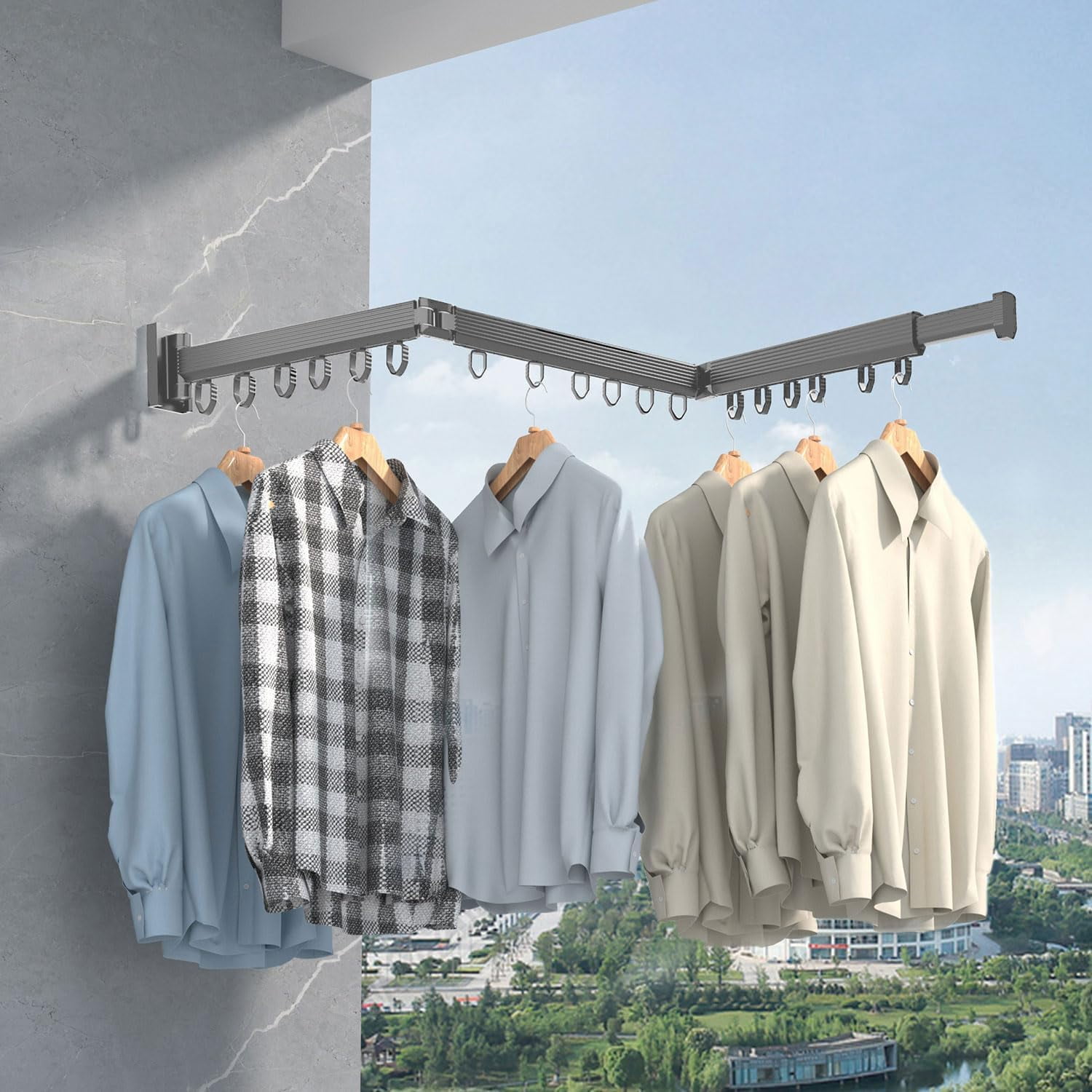 dxynlg Retractable Clothes Drying Rack Wall Mounted Foldable Laundry ...