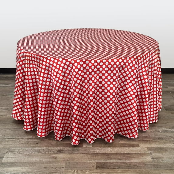 dxynlzq - 120 inch Round Satin Tablecloth Royal Blue/White Polka Dot Round Table Linens for 5 ft Round Banquet Tables