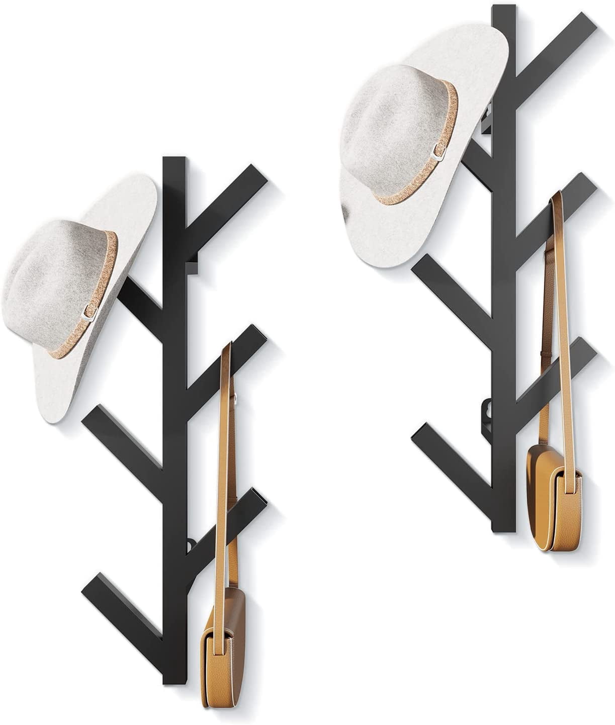 danneibiubiu 2 Pack Vertical Coat Rack Wall Mounted Metal Vertical Hat ...