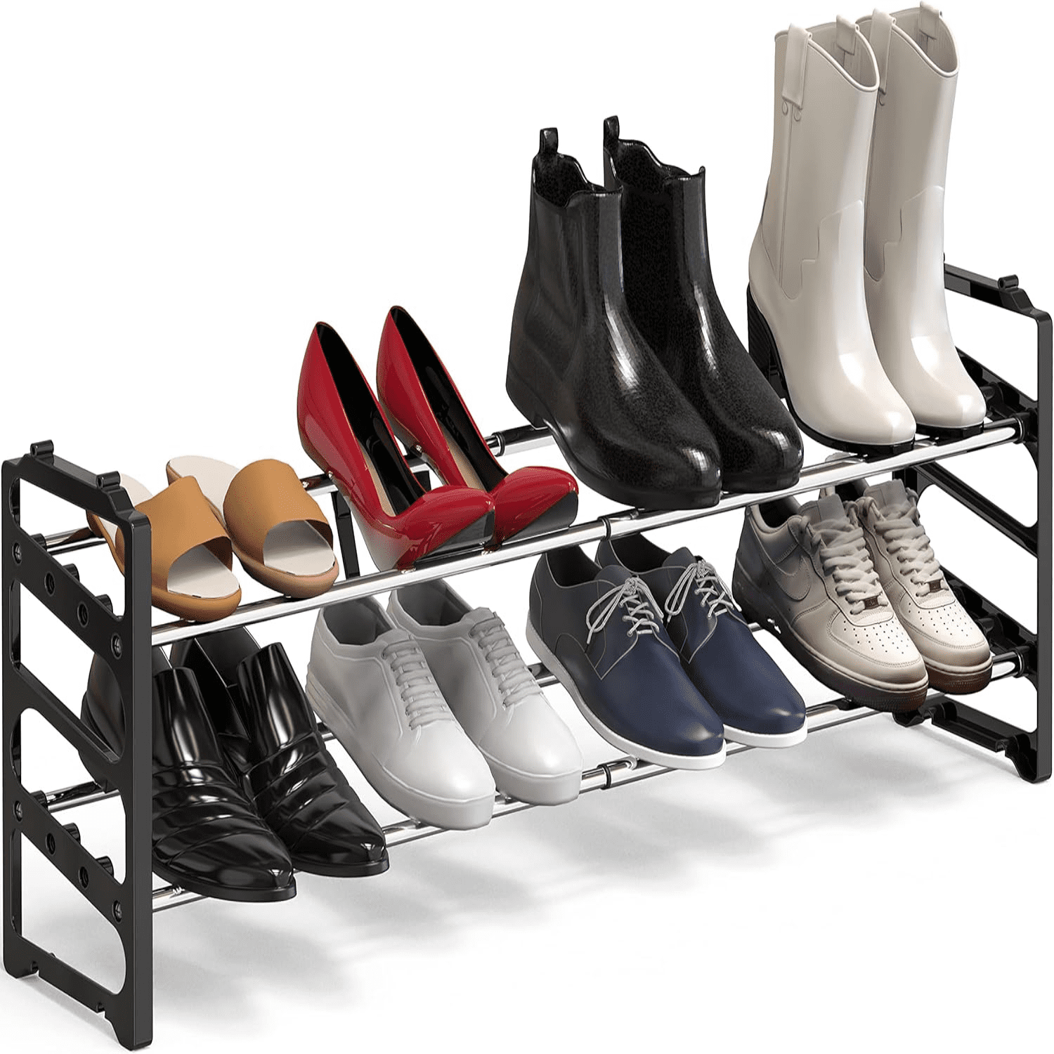 dxynlzq 2-Tier Expandable (18''-34'') and Stackable Shoe Racks with ...