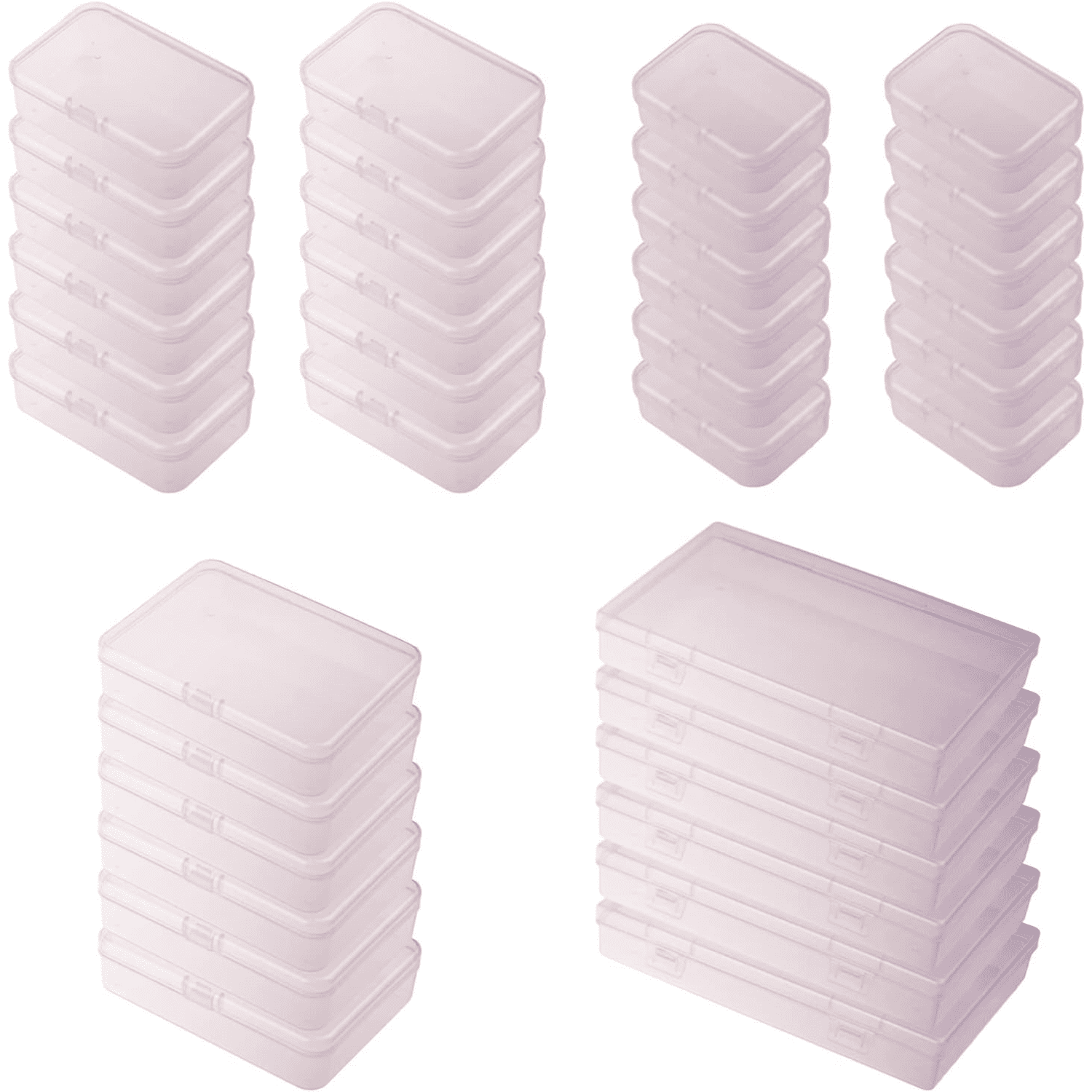 hltusyp 36 Pieces Mixed Sizes Rectangular Empty Mini Plastic Organizer ...