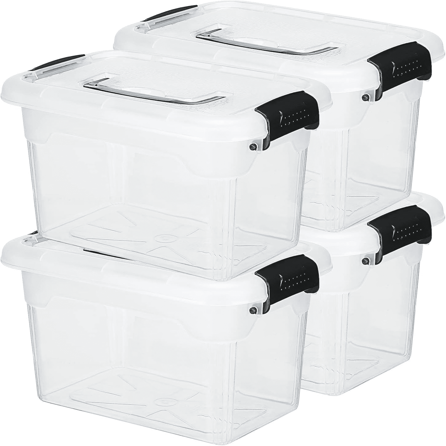 dxynlzq 4 Pack Clear Plastic Storage Latch Stackable Plastic Storage ...